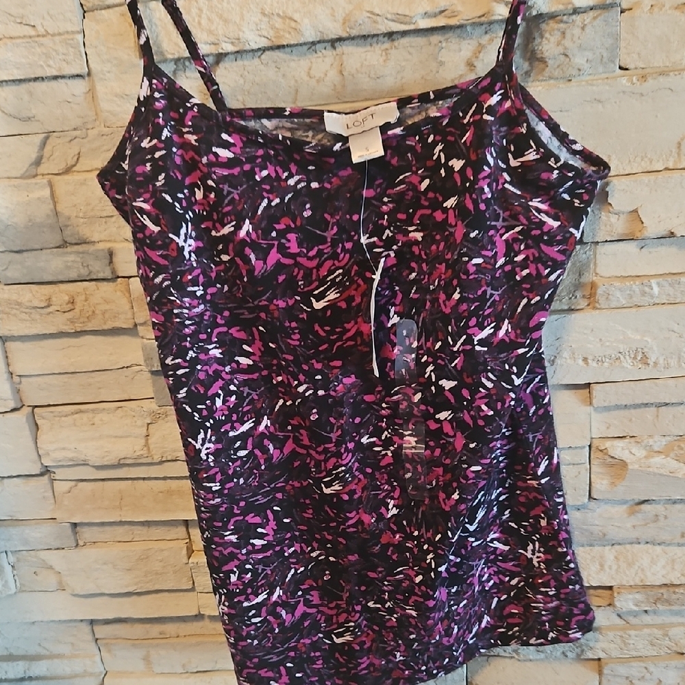 LOFT Purple and Pink Fitted Camisole with Spaghetti Straps